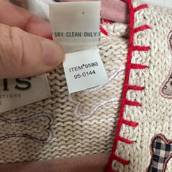 Orvis Puppy And Bones Cotton Knit Vest Size Medium Dog Bones Embroidered - Picture 8 of 10